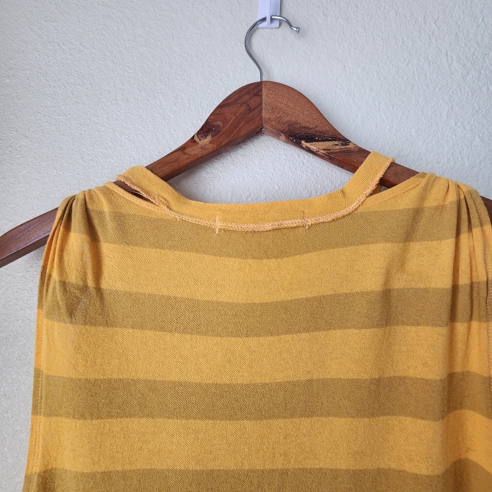 We The Free People Striped Tank Top Twist Shoulder Cut Out Yellow Sz M - Picture 7 of 10